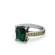 Marvina Dikdörtgen Tektaş Yüzük - Yeşil kuvars ve peridot 925 ayar gümüş yüzük #xznyaa