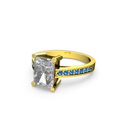 Marvina Dikdörtgen Tektaş Yüzük - Swarovski ve lab safir 925 ayar altın kaplama gümüş yüzük #zzcdjx