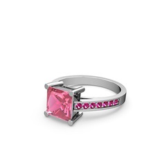 Pembe kuvars ve rodolit garnet 925 ayar gümüş yüzük