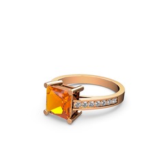 Sitrin ve swarovski 18 ayar rose altın yüzük