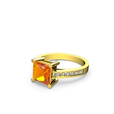 Sitrin ve swarovski 8 ayar altın yüzük