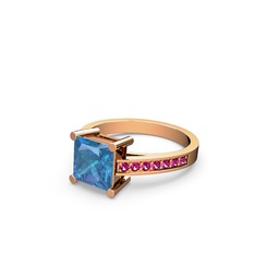 Marvina Prenses Tektaş Yüzük - Akuamarin ve rodolit garnet 925 ayar rose altın kaplama gümüş yüzük #1bu2017
