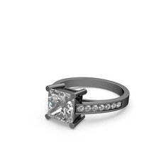 Beyaz zirkon ve swarovski 925 ayar siyah rodyum kaplama gümüş yüzük