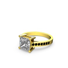 Swarovski ve siyah zirkon 8 ayar altın yüzük