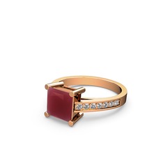 Marvina Prenses Tektaş Yüzük - Kök yakut ve swarovski 14 ayar rose altın yüzük #1hsb3jz