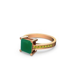 Marvina Prenses Tektaş Yüzük - Kök zümrüt ve peridot 14 ayar rose altın yüzük #1oxx2ae