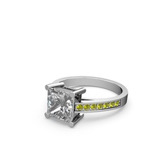 Marvina Prenses Tektaş Yüzük - Swarovski ve peridot 14 ayar beyaz altın yüzük #1ruokl3