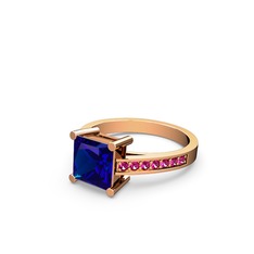 Lab safir ve rodolit garnet 14 ayar rose altın yüzük