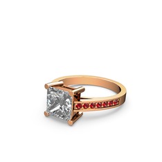 Swarovski ve garnet 8 ayar rose altın yüzük