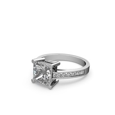 Beyaz zirkon ve swarovski 14 ayar beyaz altın yüzük