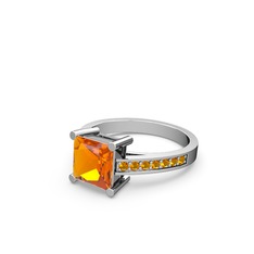 Marvina Prenses Tektaş Yüzük - Sitrin 18 ayar beyaz altın yüzük #286q1s