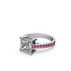 Marvina Prenses Tektaş Yüzük - Swarovski ve rodolit garnet 18 ayar beyaz altın yüzük #34leq6