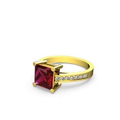 Marvina Prenses Tektaş Yüzük - Rodolit garnet ve swarovski 14 ayar altın yüzük #fy7uhi