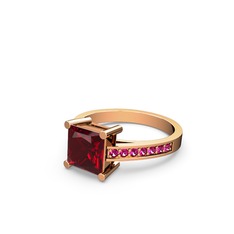 Marvina Prenses Tektaş Yüzük - Garnet ve rodolit garnet 14 ayar rose altın yüzük #lgro8g