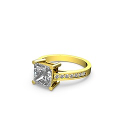 Marvina Prenses Tektaş Yüzük - Swarovski ve pırlanta 925 ayar altın kaplama gümüş yüzük (0.21 karat) #nngdbw