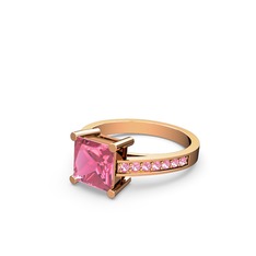 Pembe kuvars 18 ayar rose altın yüzük