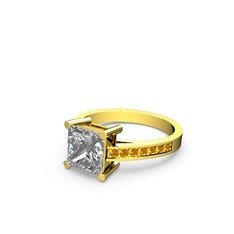 Swarovski ve sitrin 14 ayar altın yüzük