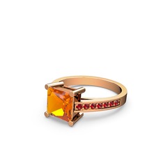 Sitrin ve garnet 18 ayar rose altın yüzük