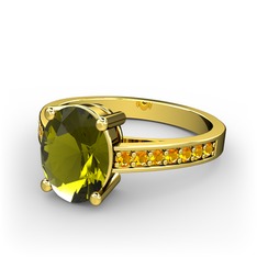 Marvina Tektaş Yüzük - Peridot ve sitrin 18 ayar altın yüzük #109vszc
