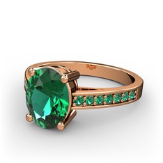 Marvina Tektaş Yüzük - Yeşil kuvars 18 ayar rose altın yüzük #10budfr
