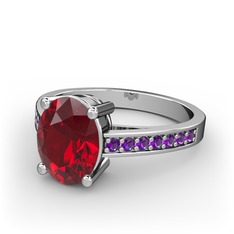 Marvina Tektaş Yüzük - Garnet ve ametist 925 ayar gümüş yüzük #10qyz9h