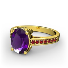 Ametist ve garnet 14 ayar altın yüzük