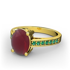 Marvina Tektaş Yüzük - Kök yakut ve yeşil kuvars 925 ayar altın kaplama gümüş yüzük #124h9iq