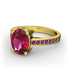 Marvina Tektaş Yüzük - Rodolit garnet ve ametist 18 ayar altın yüzük #12xvtk7
