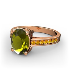 Peridot ve sitrin 925 ayar rose altın kaplama gümüş yüzük
