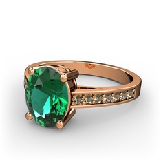 Marvina Tektaş Yüzük - Yeşil kuvars ve dumanlı kuvars 14 ayar rose altın yüzük #13lmpoi