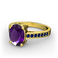 Ametist ve lab safir 8 ayar altın yüzük