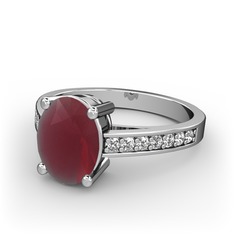 Kök yakut ve swarovski 14 ayar beyaz altın yüzük