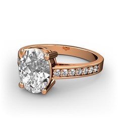 Swarovski ve pırlanta 14 ayar rose altın yüzük (0.21 karat)