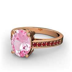 Pembe kuvars ve garnet 8 ayar rose altın yüzük
