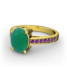 Marvina Tektaş Yüzük - Kök zümrüt ve ametist 18 ayar altın yüzük #1aa3mih