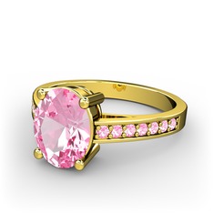 Marvina Tektaş Yüzük - Pembe kuvars 8 ayar altın yüzük #1d5z315