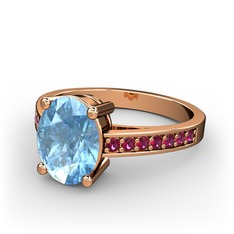 Akuamarin ve rodolit garnet 18 ayar rose altın yüzük