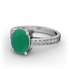 Marvina Tektaş Yüzük - Kök zümrüt ve beyaz zirkon 925 ayar gümüş yüzük #1iawu1v