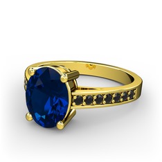 Marvina Tektaş Yüzük - Lab safir ve siyah zirkon 18 ayar altın yüzük #1is90eb