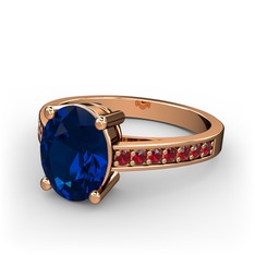 Lab safir ve garnet 14 ayar rose altın yüzük