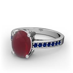 Marvina Tektaş Yüzük - Kök yakut ve lab safir 18 ayar beyaz altın yüzük #1kepdbn