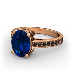 Marvina Tektaş Yüzük - Lab safir ve siyah zirkon 8 ayar rose altın yüzük #1ktdmy0