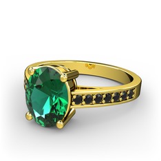 Marvina Tektaş Yüzük - Yeşil kuvars ve siyah zirkon 925 ayar altın kaplama gümüş yüzük #1lw8o1m