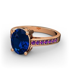 Marvina Tektaş Yüzük - Lab safir ve ametist 14 ayar rose altın yüzük #1m3yyf3
