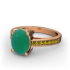 Marvina Tektaş Yüzük - Kök zümrüt ve peridot 925 ayar rose altın kaplama gümüş yüzük #1n0ho3l