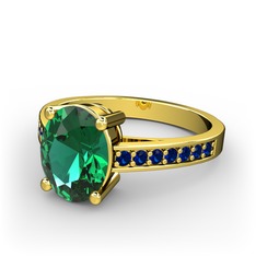 Yeşil kuvars ve lab safir 14 ayar altın yüzük