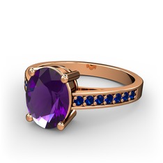 Marvina Tektaş Yüzük - Ametist ve lab safir 14 ayar rose altın yüzük #1qmrm0q