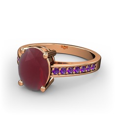 Kök yakut ve ametist 14 ayar rose altın yüzük