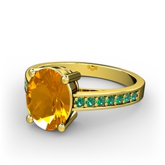 Marvina Tektaş Yüzük - Sitrin ve yeşil kuvars 18 ayar altın yüzük #1wc4sxy