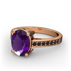 Ametist ve siyah zirkon 14 ayar rose altın yüzük